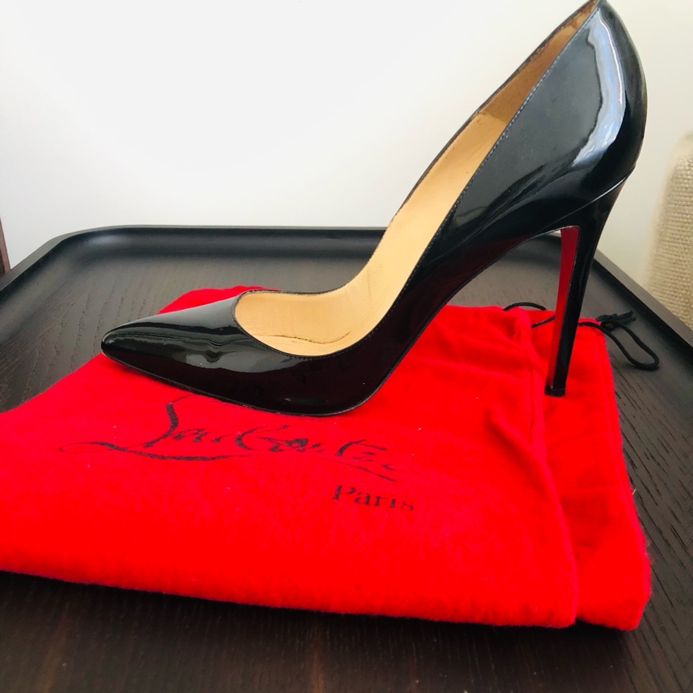 Christian Louboutin Kate 100mm Pumps Black Patent Leather.